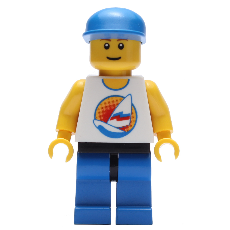 LEGO White Torso, Blue Legs, Blue Cap (fig-009367)