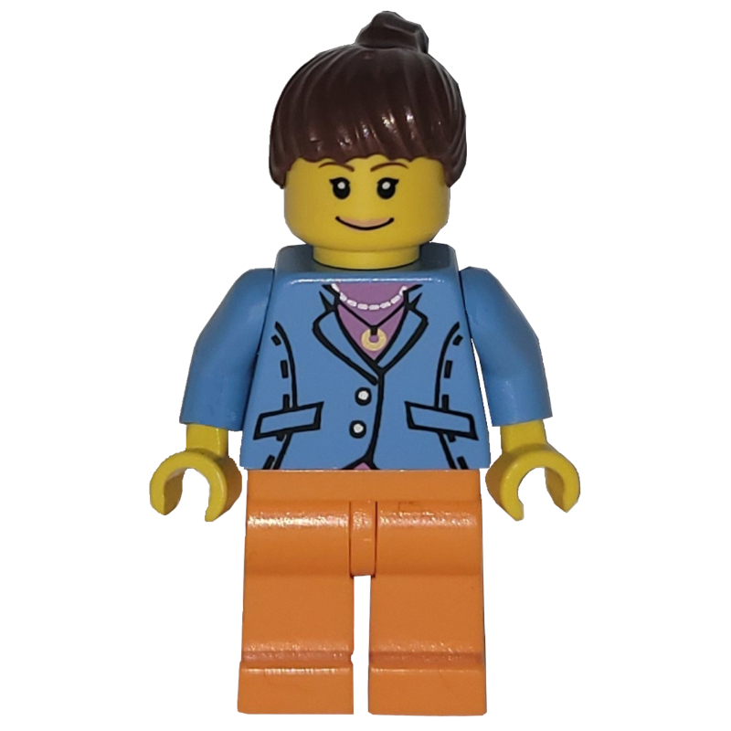 LEGO Medium Blue Torso, Orange Legs, Reddish Brown Hair (fig-009372)