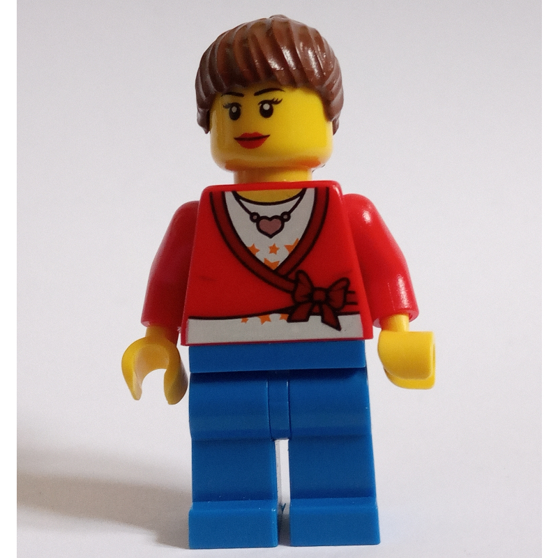 LEGO Red Torso, Blue Legs, Reddish Brown Hair (fig-009375)