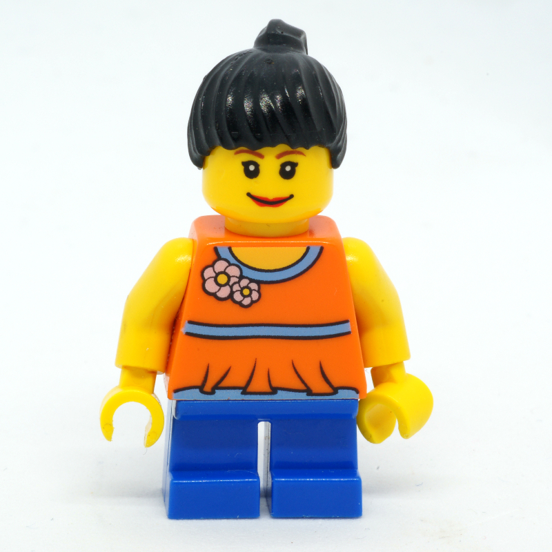 LEGO Kid - Orange Torso, Blue Legs, Black Hair (fig-009379)