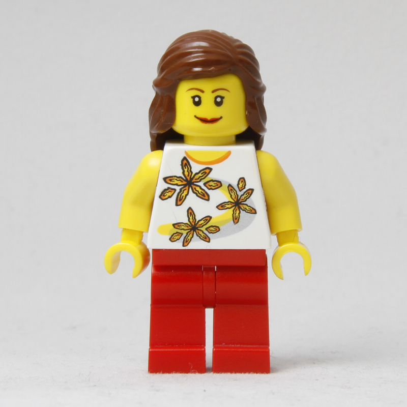 LEGO White Torso, Red Legs, Reddish Brown Hair (fig-009382)