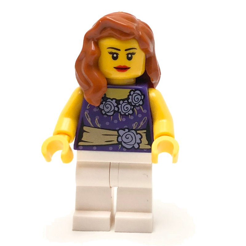 LEGO Dark Purple Torso, White Legs, Dark Orange Hair (fig-009383)
