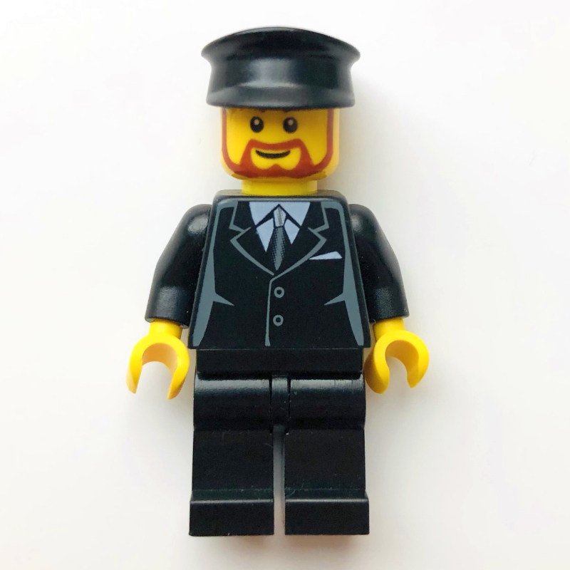 LEGO Man, Black Suit and Tie, Black Hat, Beard (fig-009404)