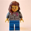Woman, Dark Bluish Gray Jacket with Magenta Scarf, Blue Legs, Reddish Brown Hair