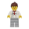 Chef, Woman, Red Neckerchief, Light Bluish Gray Legs, Reddish Brown Hair, 3626bpr0043 Head