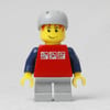 Boy, Red Top, Short Light Bluish Gray Legs, Light Bluish Gray Helmet