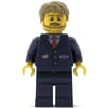 Bus Driver, Dark Blue Suit with Train Logo, Dark Tan Hair, Beard