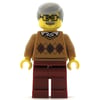 Man, Medium Nougat Argyle Sweater, Dark Red Legs, Moustache and Glasses
