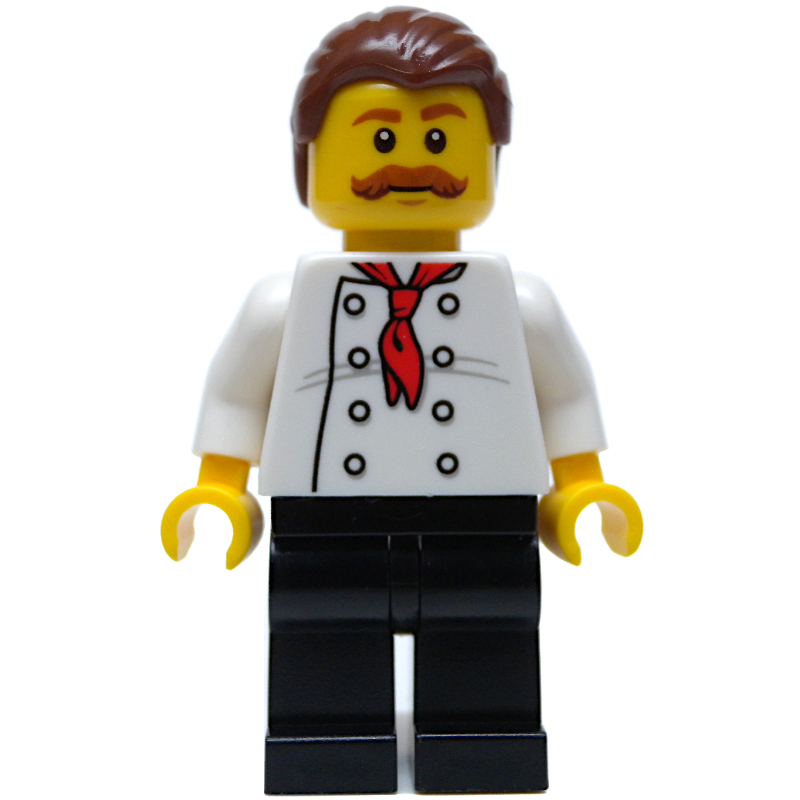 LEGO Chef, Red Neckerchief, Black Legs, Reddish Brown Hair, Moustache (fig-009431)