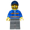 Worker, Blue Jacket with Orange Stripes, Dark Bluish Gray Legs, Dark Blue Cap
