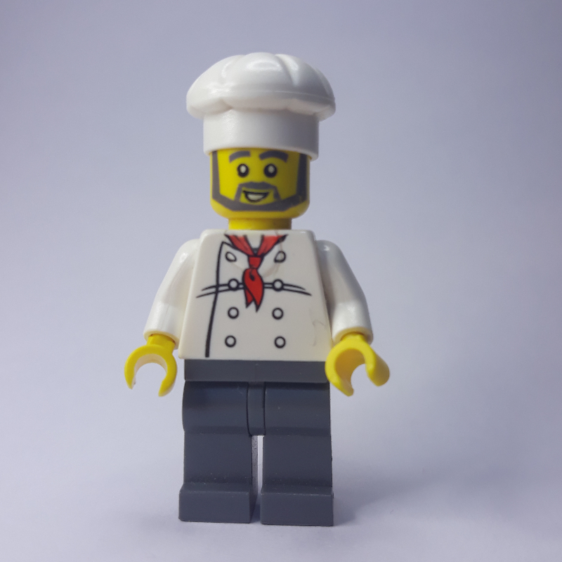 LEGO Chef, Red Neckerchief, Dark Bluish Gray Legs, Beard (fig-009451)
