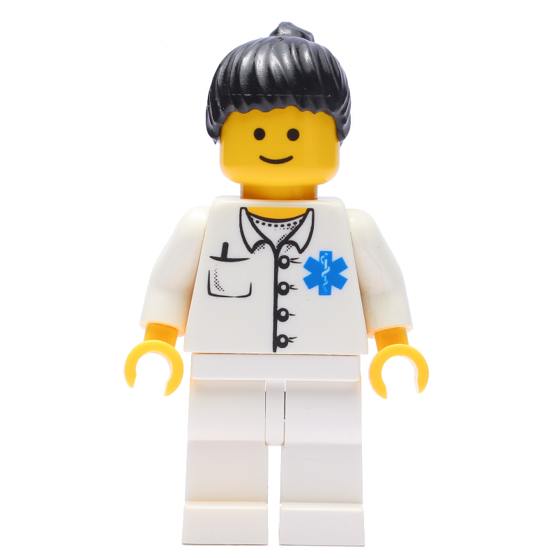 LEGO Doctor - White Legs, Black Hair (fig-009458)