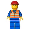Worker - Orange Torso, BLue Legs, Red Helmet