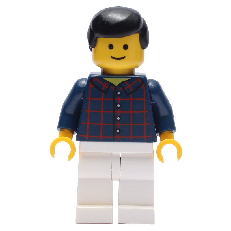 LEGO Dark Blue Torso, White Legs, Black Hair (fig-009463)