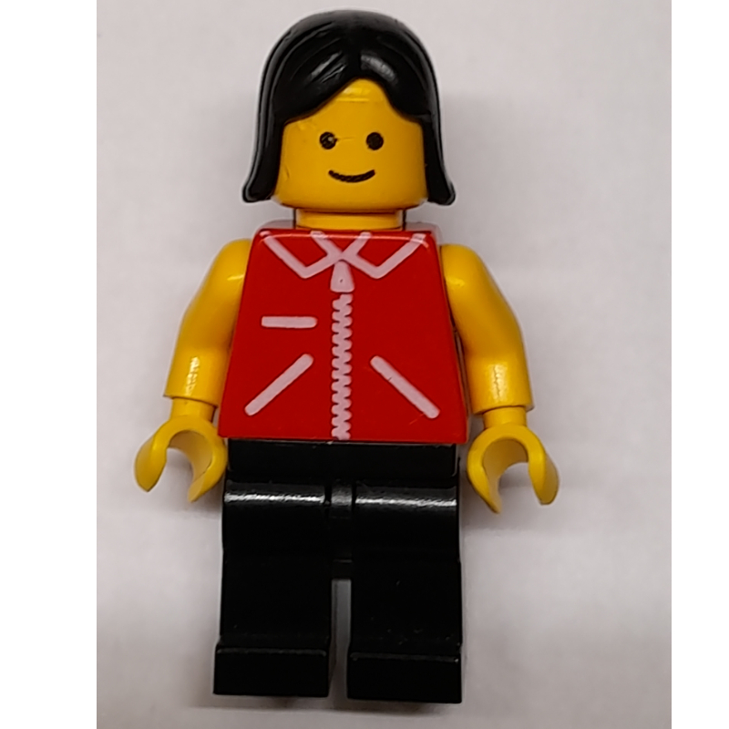 LEGO Red Torso, Black Legs, Black Hair (fig-009469)