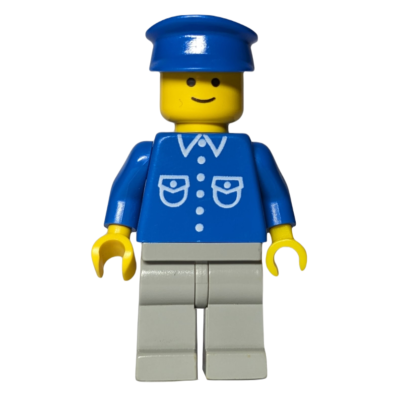 LEGO Blue Torso, Light Grey Legs, Blue Hat (fig-009475)