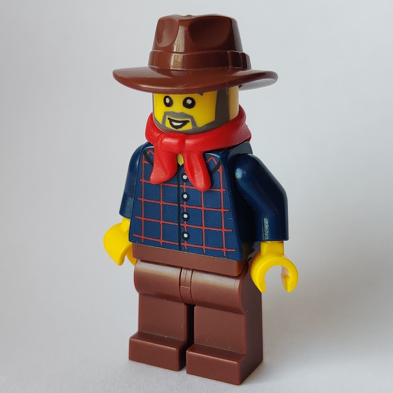 LEGO Dark Blue Torso, Reddish Brown Legs, Reddish Brown Hat (fig-009482)