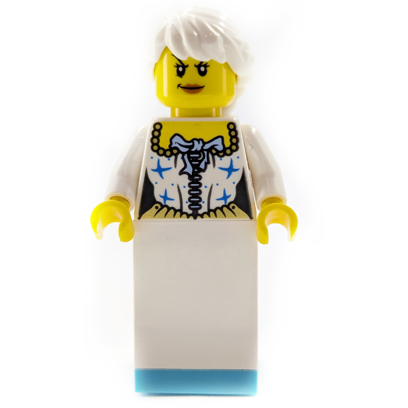 LEGO White Torso, White Slope for Dress, White Hair (fig-009486)