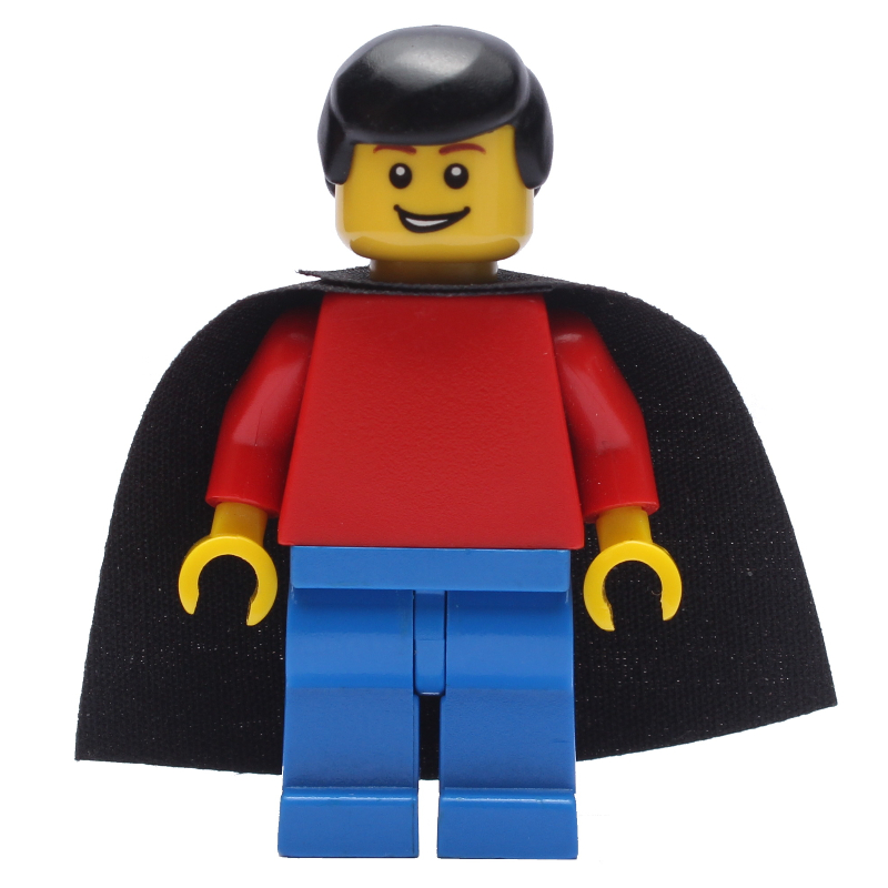 LEGO Red Torso, Blue Legs, Black Hair, Black Cape (fig-009487)