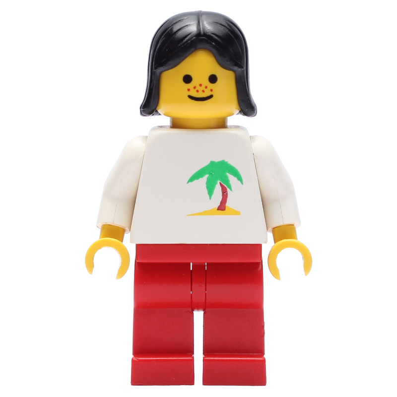 LEGO White Torso, Red Legs, Black Hair, Freckles (fig-009493)