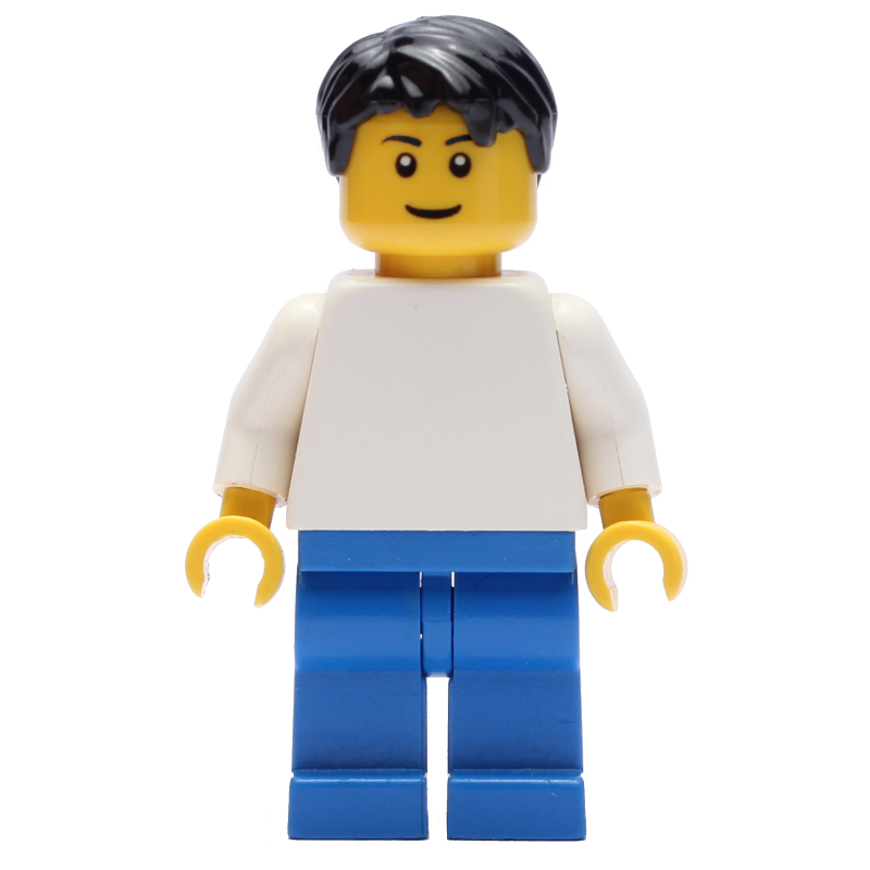 LEGO White Torso, Blue Legs, Black Hair (fig-009499)