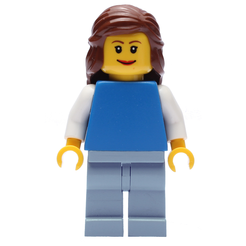 LEGO Blue Torso, Sand Blue Legs, Reddish Brown Hair (fig-009503)