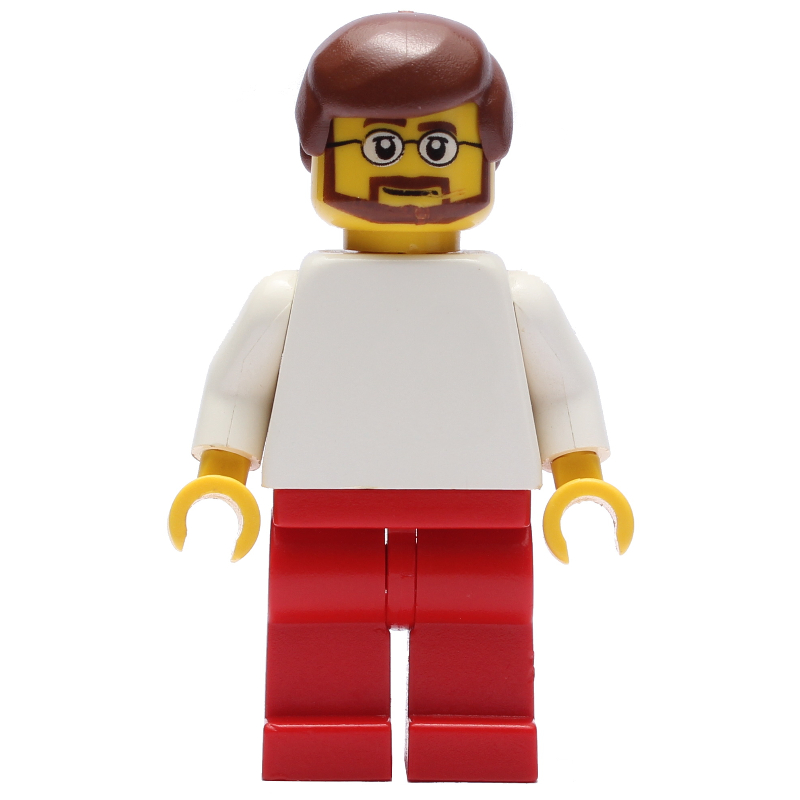 LEGO White Torso, Red Legs, Reddish Brown Hair (fig-009508)