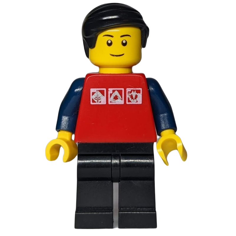 LEGO Red Torso, Black Legs, Black Hair (fig-009518)