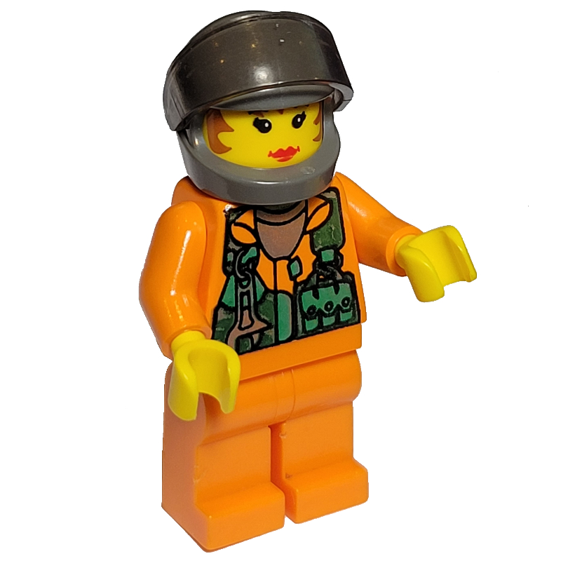 LEGO Astronaut - Orange Torso and Legs, Tans-Black Visor, Female (fig-009524)
