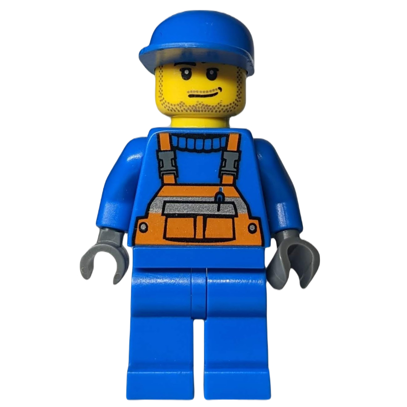 LEGO Worker - Blue Torso, Orange Overall, Blue Cap (fig-009534)