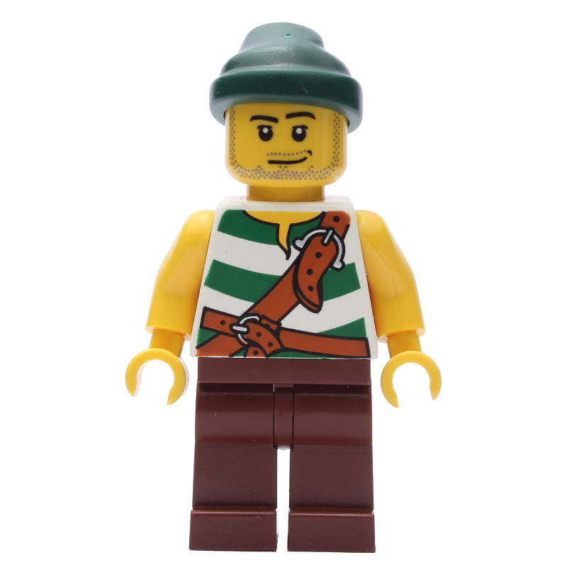 LEGO Pirate - White/Green Vest, Reddish Brown Legs, Dark Green Bandana (fig-009536)