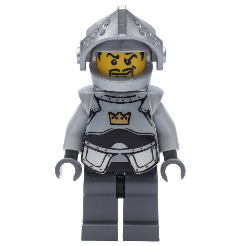 LEGO Knight - Crown Symbol, Pearl Grey Breastplate, Dark Bluish Grey legs (fig-009538)