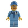 Man, Medium Blue Shirt with Octan Logo, Medium Blue Legs, Blue Cap, Beard and Glasses