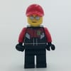 Racer, Black and Red Jumpsuit, Red Cap, Silver Sunglasses