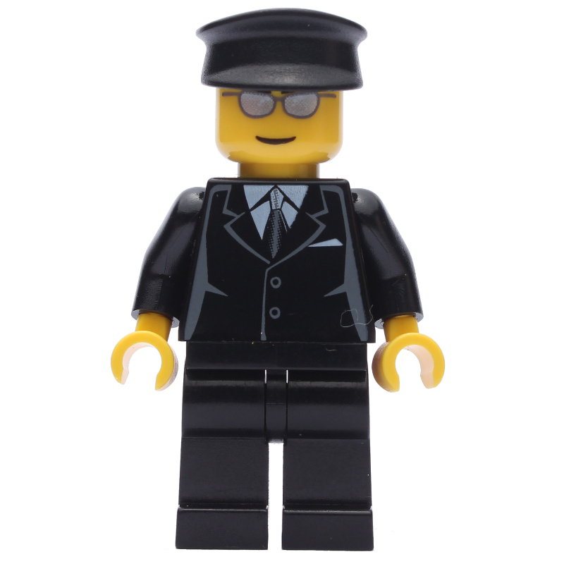 LEGO Man, Black Suit and Tie, Black Hat, Silver Sunglasses (fig-009635)