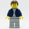 Man, Open Dark Blue Jacket, Light Bluish Gray Legs, Reddish Brown Hair
