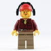 Lumberjack, Dark Red Flannel Shirt, Red Cap with Ear Defenders, Beard