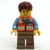 Ground Crew, Orange Safety Vest, Dark Tan Legs, Reddish Brown Hair
