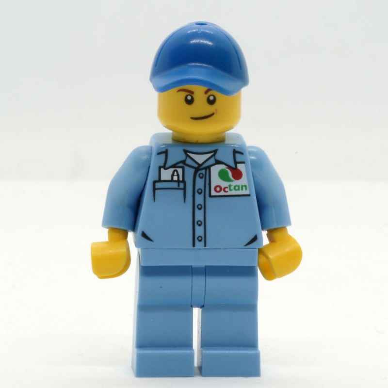 LEGO Ground Crew, Medium Blue Shirt with Octan Logo, Medium Blue Legs, Blue Cap (fig-009676)