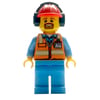 Ground Crew, Orange Safety Vest, Medium Blue Legs, Red Hard Hat with Ear Defenders, Goatee Beard