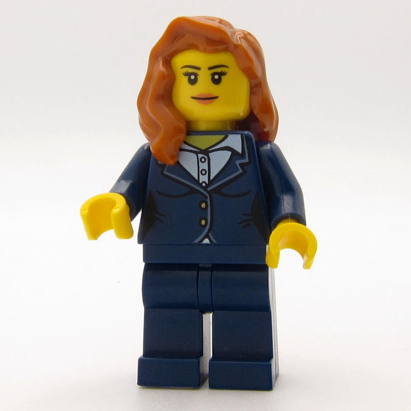 LEGO Woman, Dark Blue Suit, Dark Orange Hair (fig-009678)
