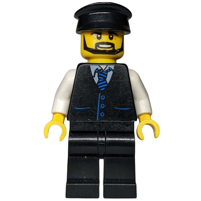 LEGO Man, Black Vest with Tie, Black Hat, Beard (fig-009679)