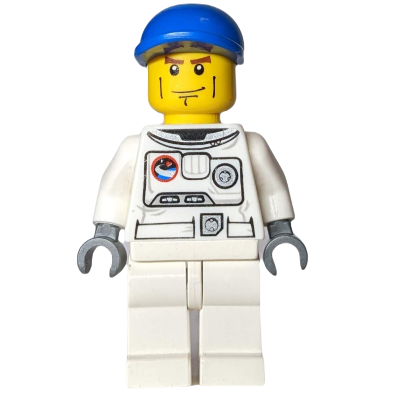 LEGO Astronaut, White, Blue Cap, Cheek Lines (fig-009691)