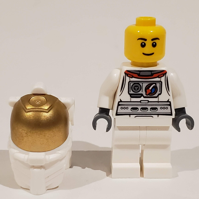 LEGO Astronaut, White, Diver Helmet, Gold Visor, Eyebrows (fig-009693)