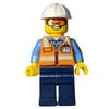 Ground Crew, Orange Safety Vest, Dark Blue Legs, White Hard Hat, Orange Safety Goggles