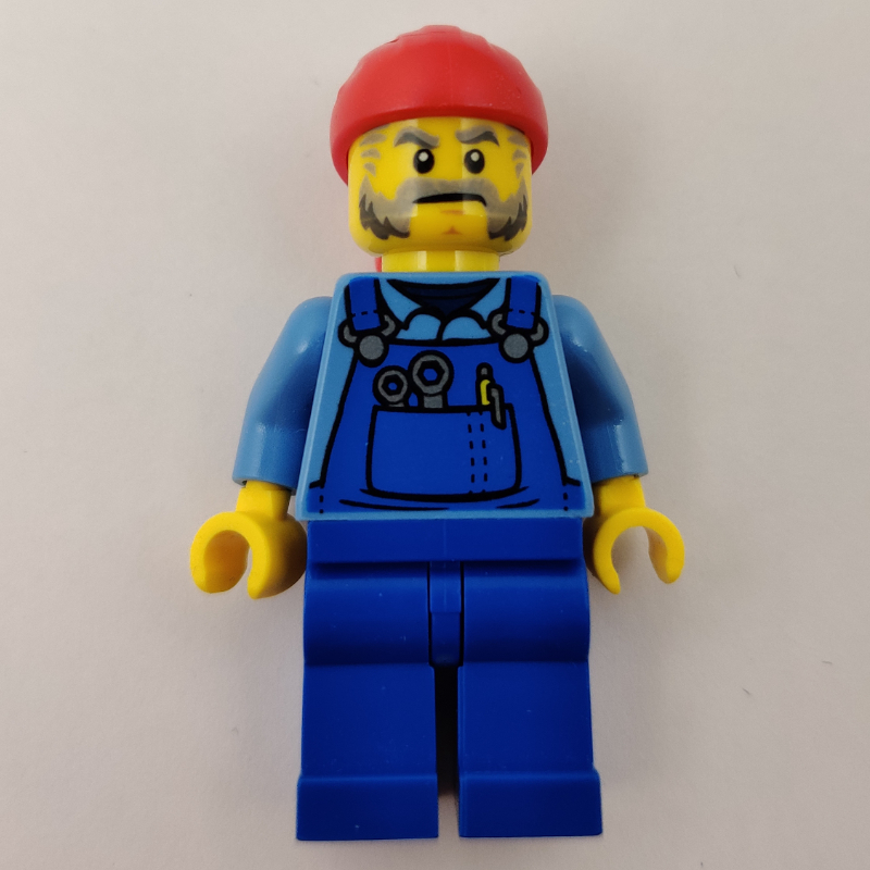 LEGO Man, Blue Overalls over Shirt, Red Bandana (fig-009705)