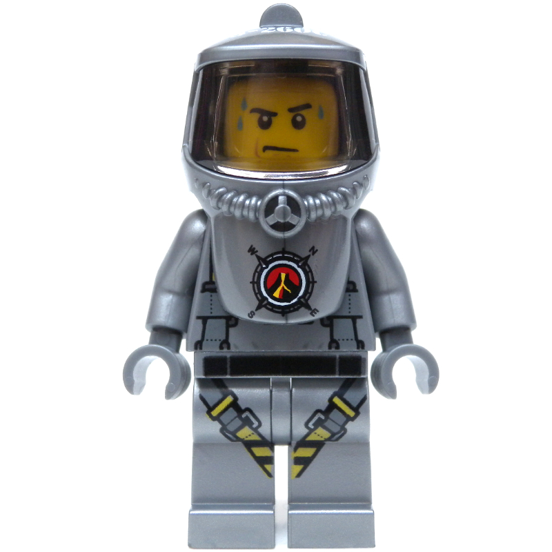 LEGO Volcano Explorer, Man, Flat Silver Hazmat Suit (fig-009729)
