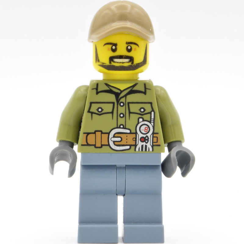 LEGO Volcano Explorer, Man, Olive Green Shirt, Sand Blue Legs, Dark Tan Cap, Beard (fig-009733)