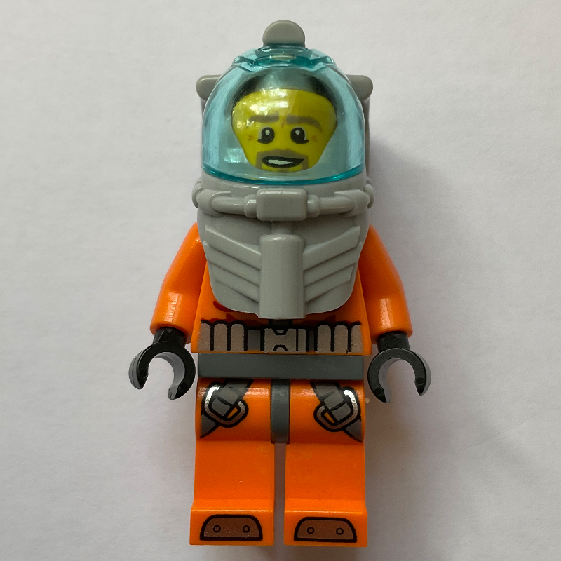 LEGO Diver, Man, Orange Wetsuit, Diving Helmet with Visor, Beard (fig-009750)