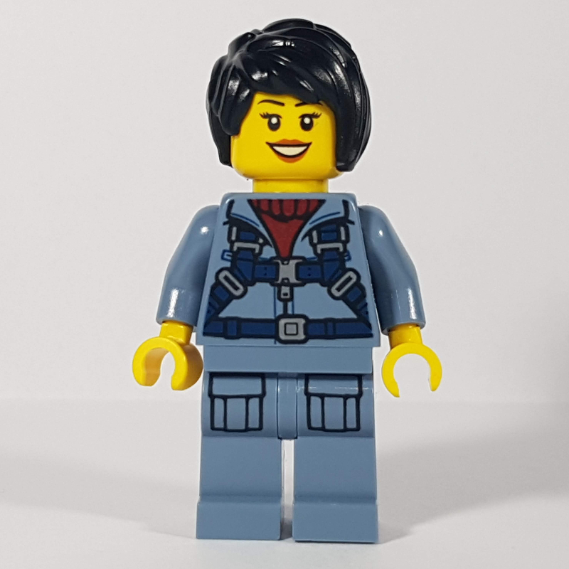 LEGO Marine Explorer, Woman, Sand Blue Jumpsuit, Black Hair (fig-009765)